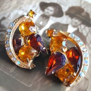 Lunar Crescent Rhinestone Earrings